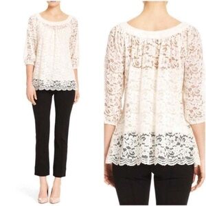 Diane von Fürstenberg Elisabetta Lace Pattern Bateau Neckline Blouse